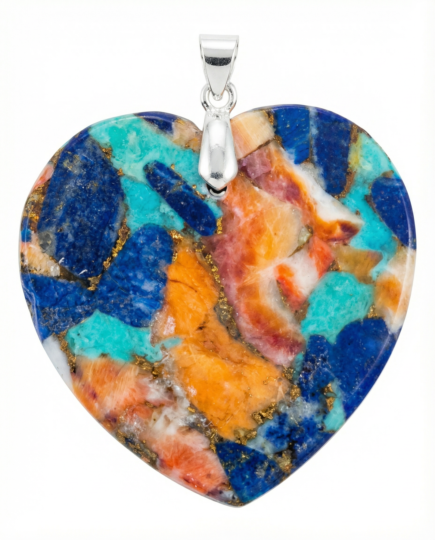 Spiny Oyster Mosaic Heart Pendant – Sterling Silver