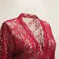 Vintage Red Lace Sheer Robe / Duster with Ribbon Tie