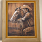 Vintage Western Cowboy & Horse Framed Canvas Print - 22" W x 26" L