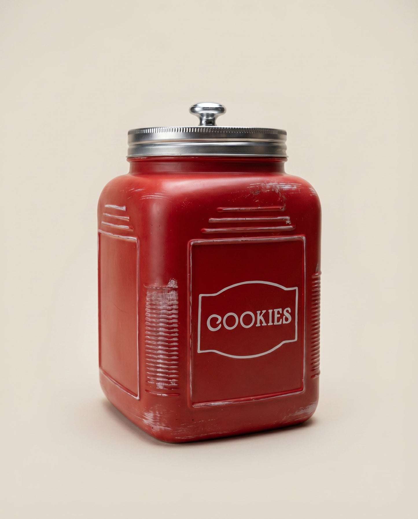 Vintage Red Glass Cookie Jar