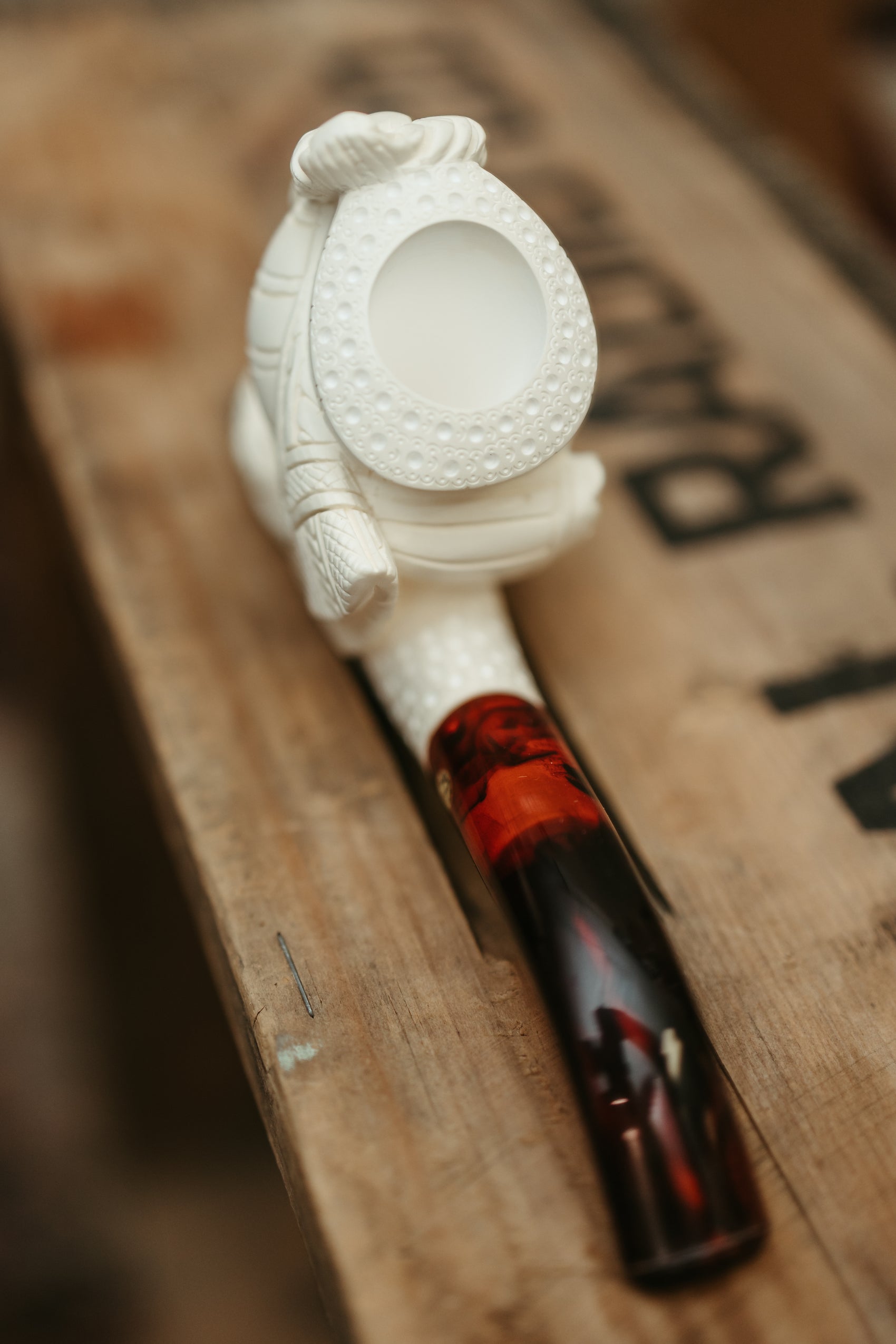 Hand-Carved Meerschaum Pipe — Sultan Portrait with Case
