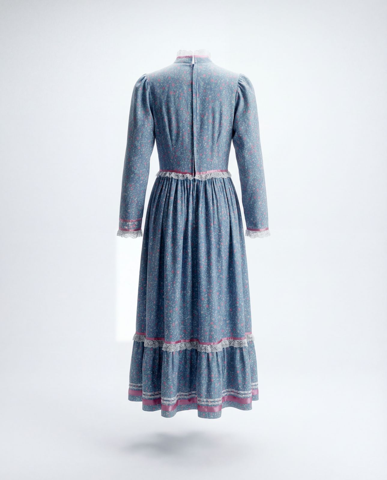 Vintage Victorian Prairie Lace Trim Maxi Dress