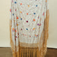 Vintage Embroidered Piano Shawl with Long Fringe