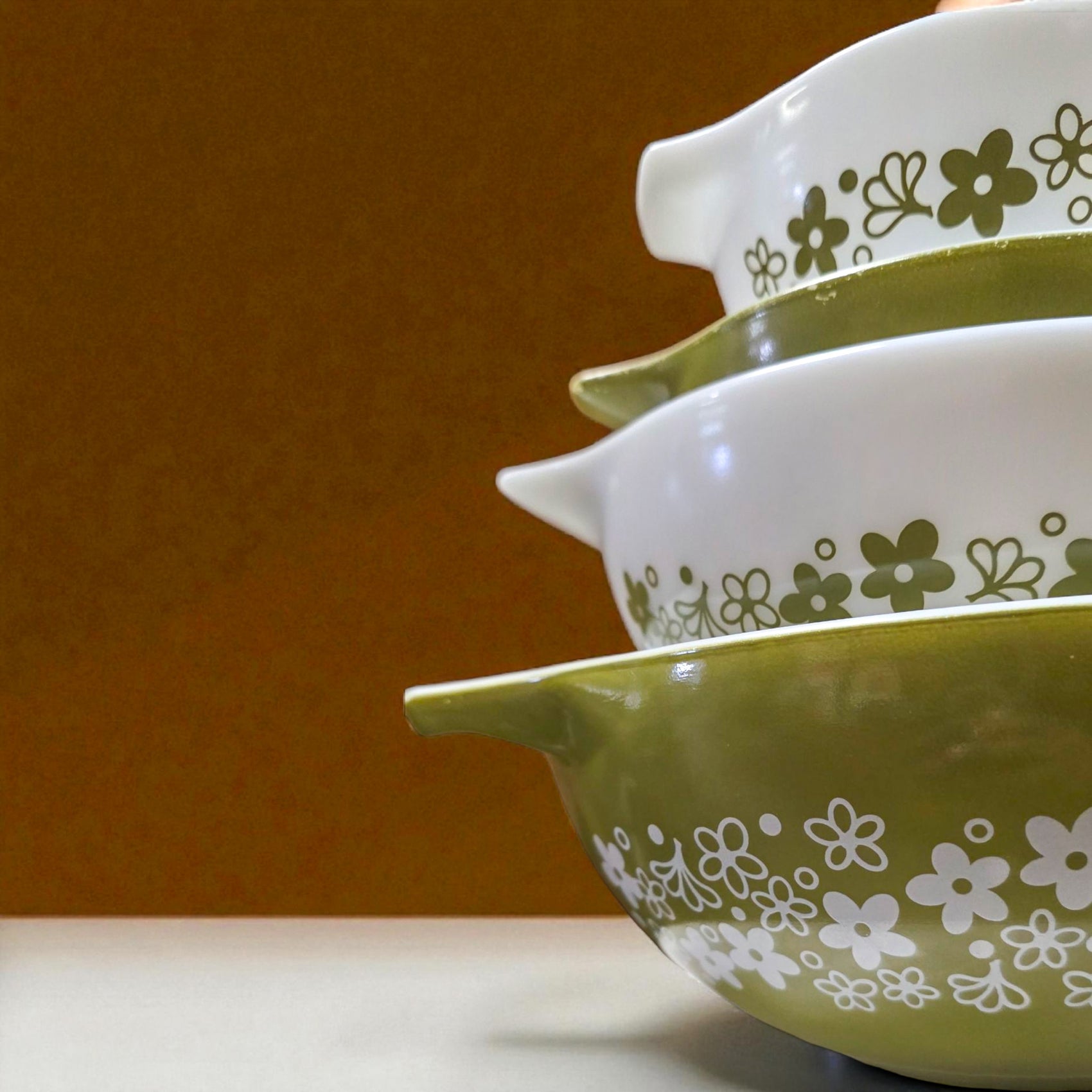 Vintage Pyrex “Spring Blossom Green” Mixing Bowls Set of 4