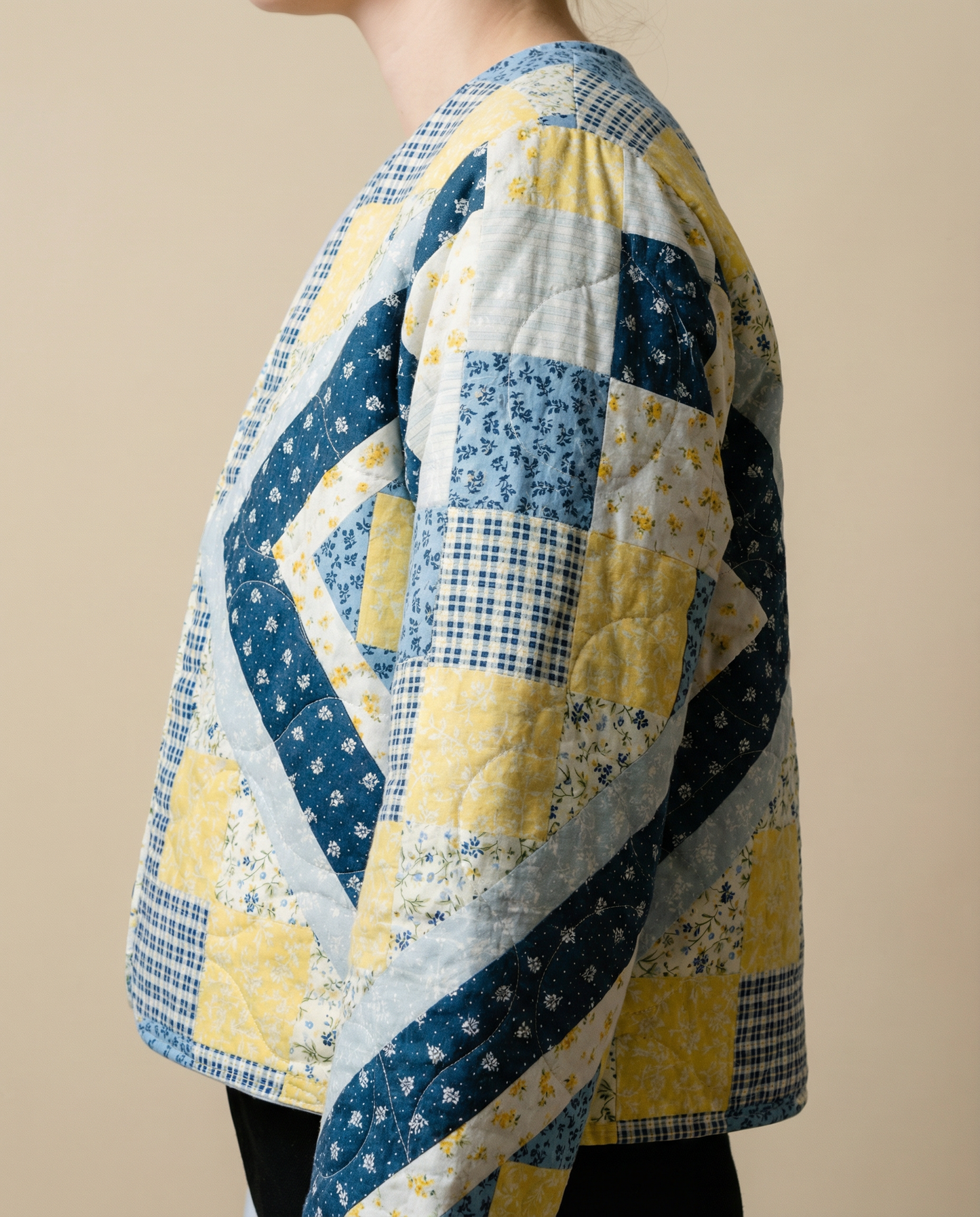 Upcycled Patchwork Quilt Jacket – Size Large