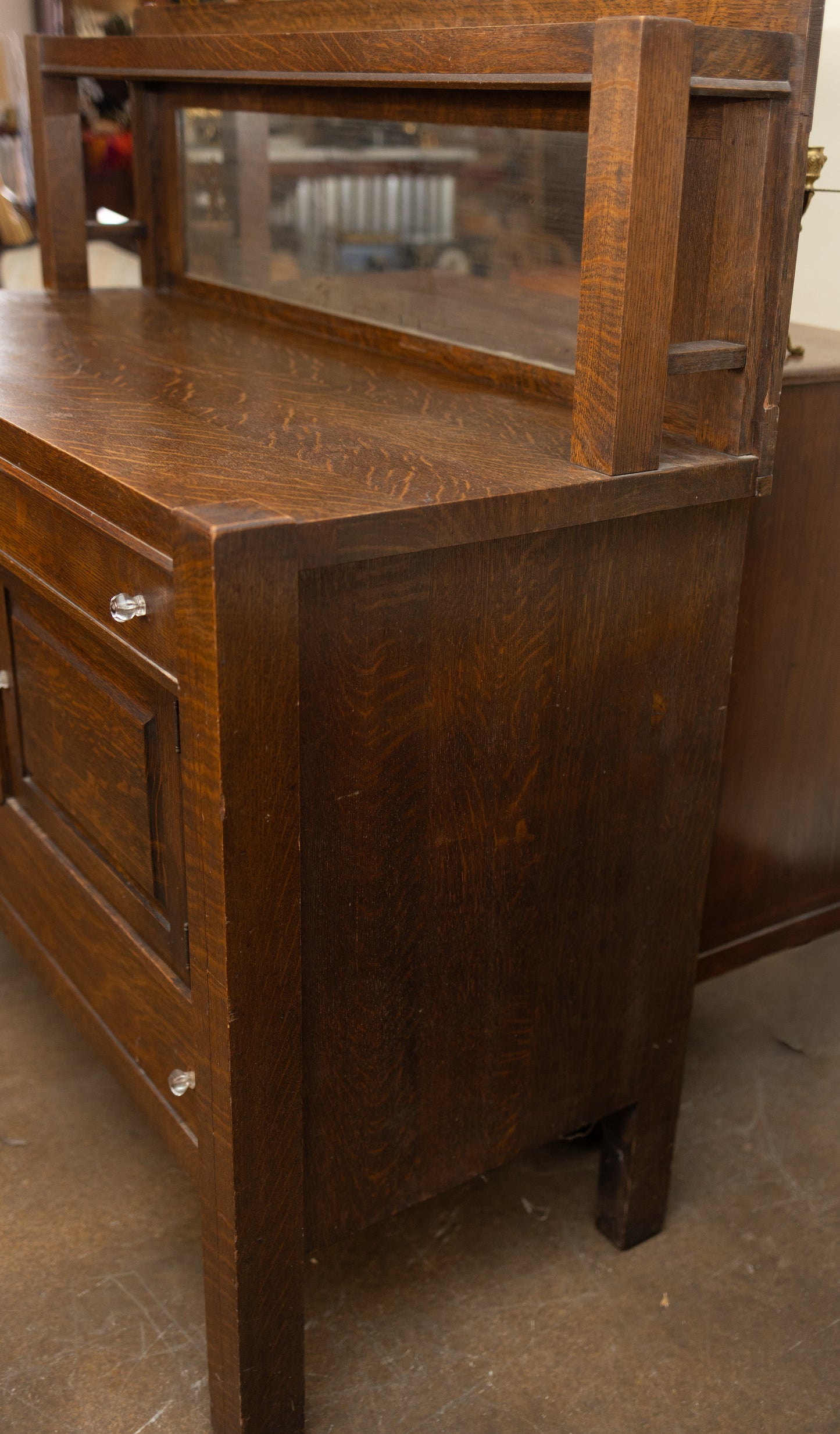 Antique Oak Sideboard with Mirror Back