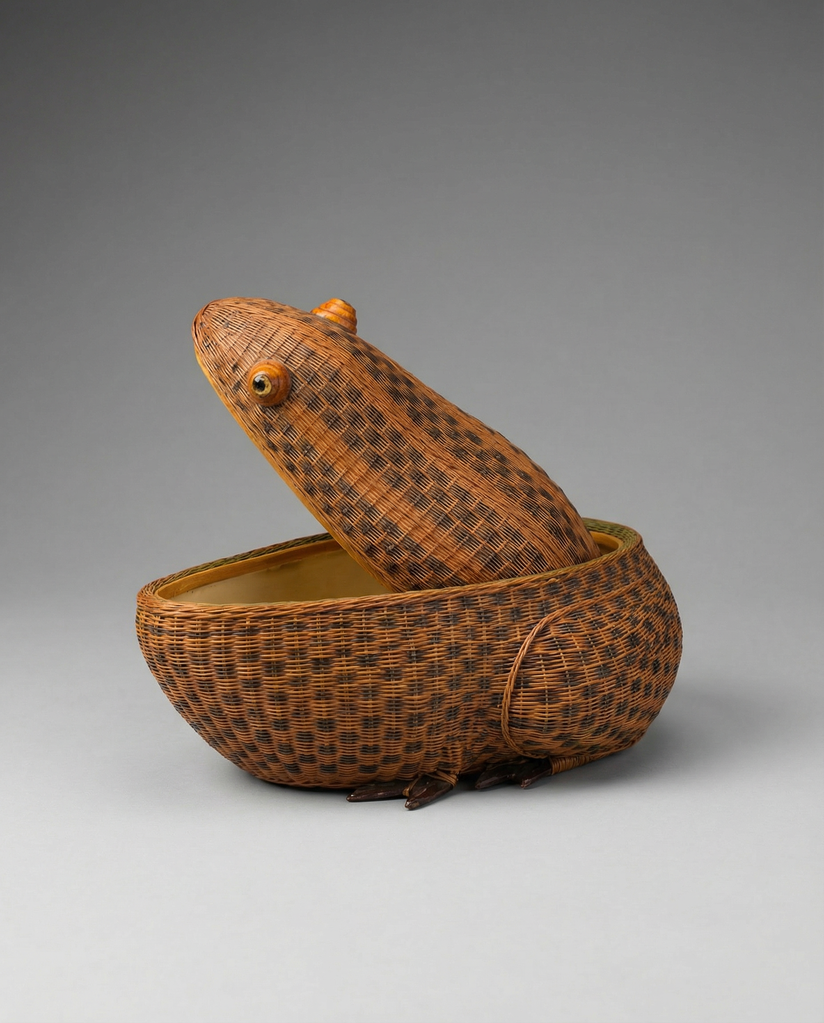 Vintage Woven Wicker Frog Storage Box