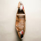 Vintage Handcrafted Birch Bark Canoe with Paddle & Fisherman Figure