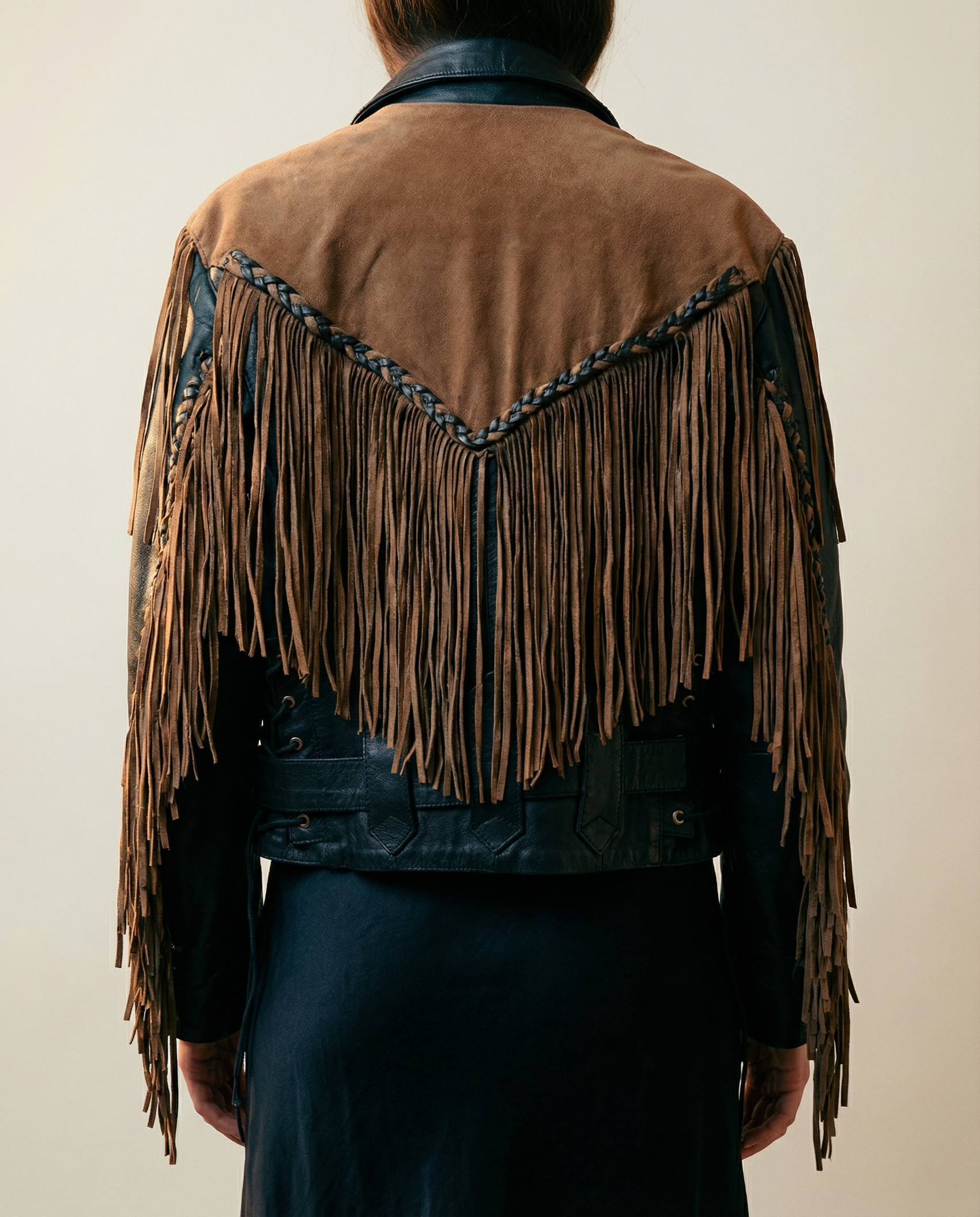 Vintage Fringe Leather Jacket – Size Medium