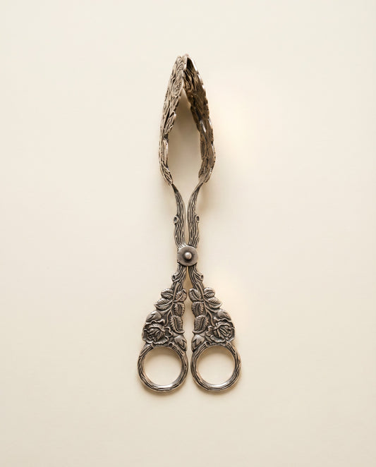 Vintage Floral Silver Plate Serving Tongs – Rose Pattern Pastry / Sandwich Tongs