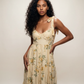 Yellow Floral Tiered Maxi Dress - L