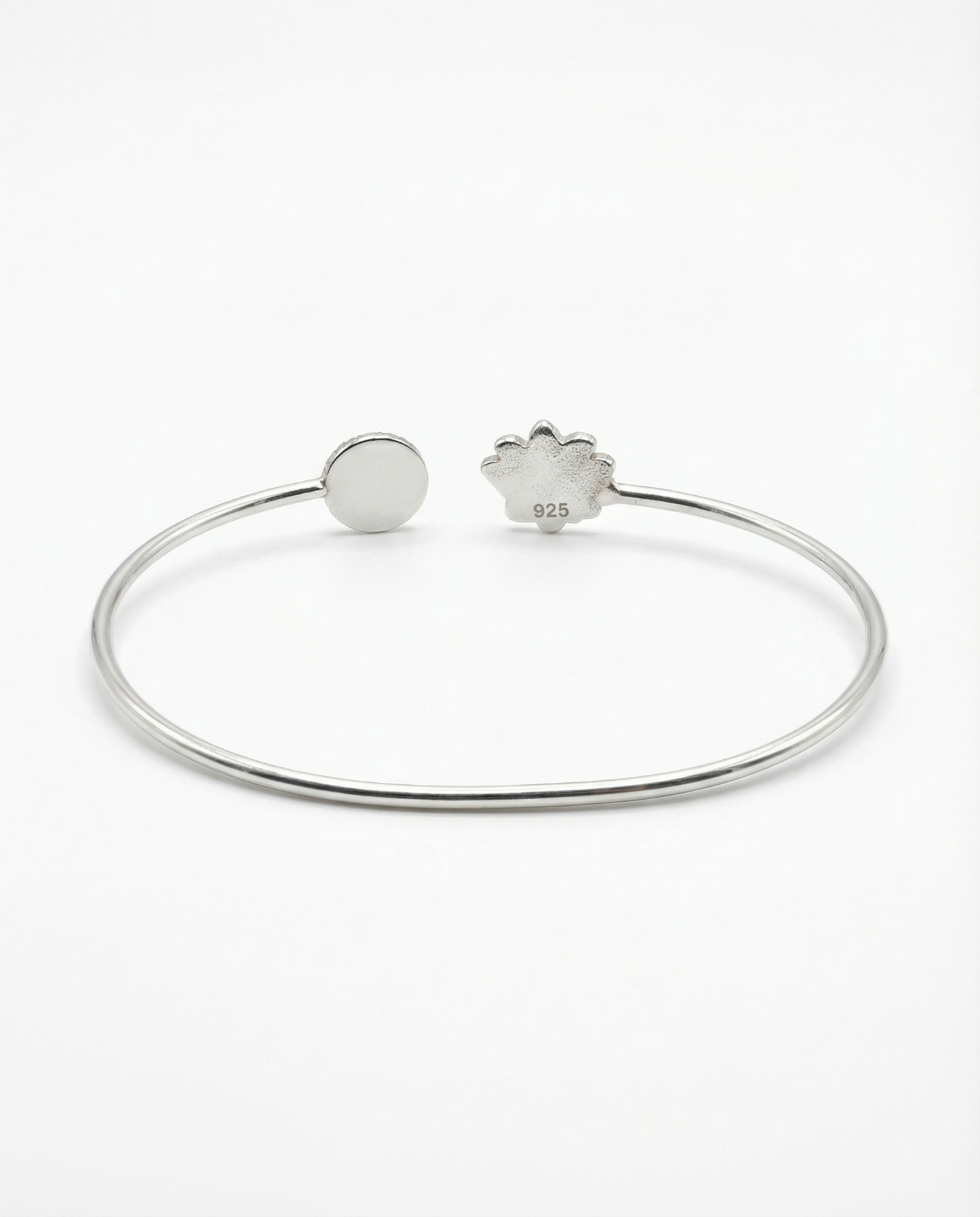 Sterling Silver Lotus & Garnet Open Cuff Bracelet