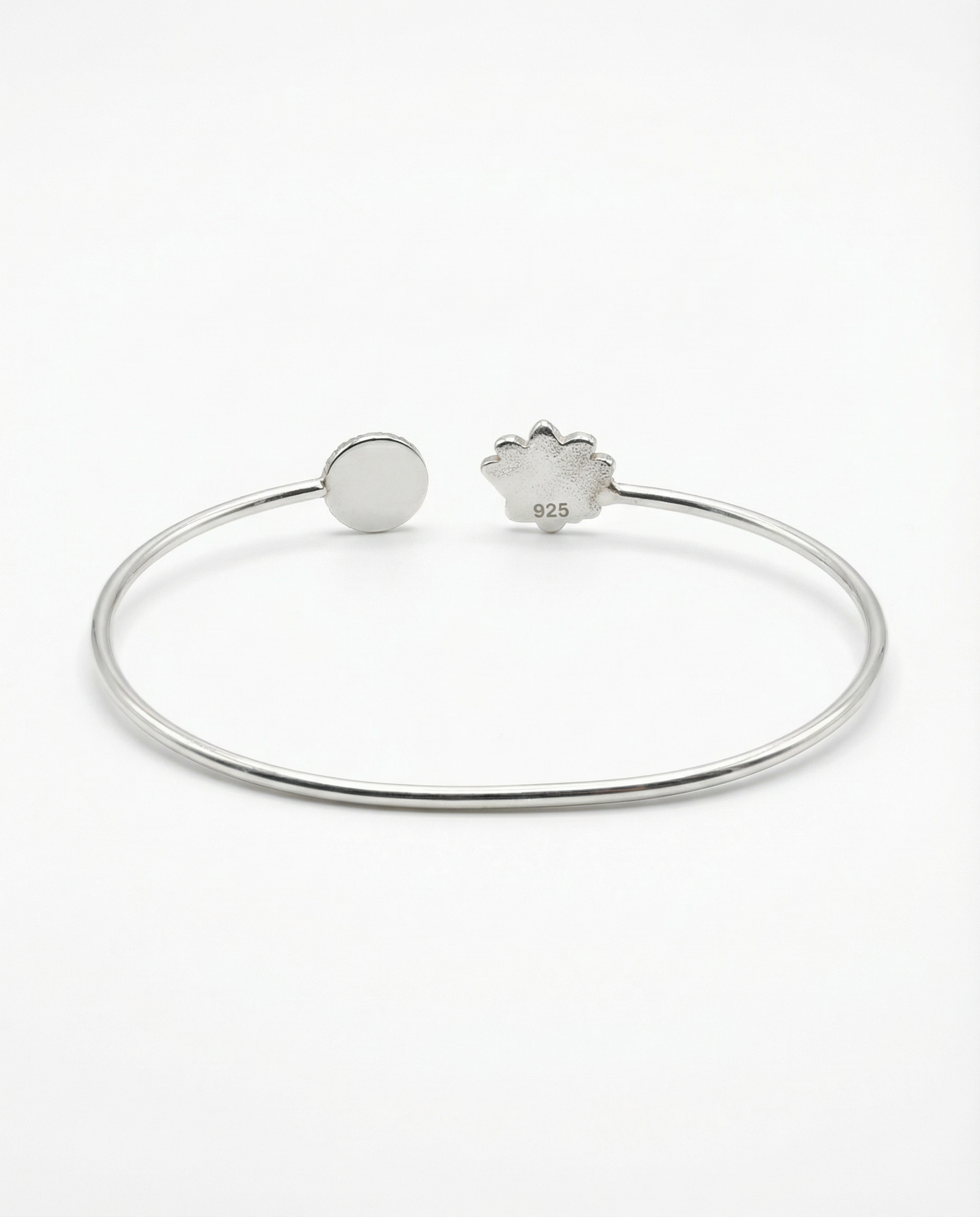 Sterling Silver Lotus & Garnet Open Cuff Bracelet