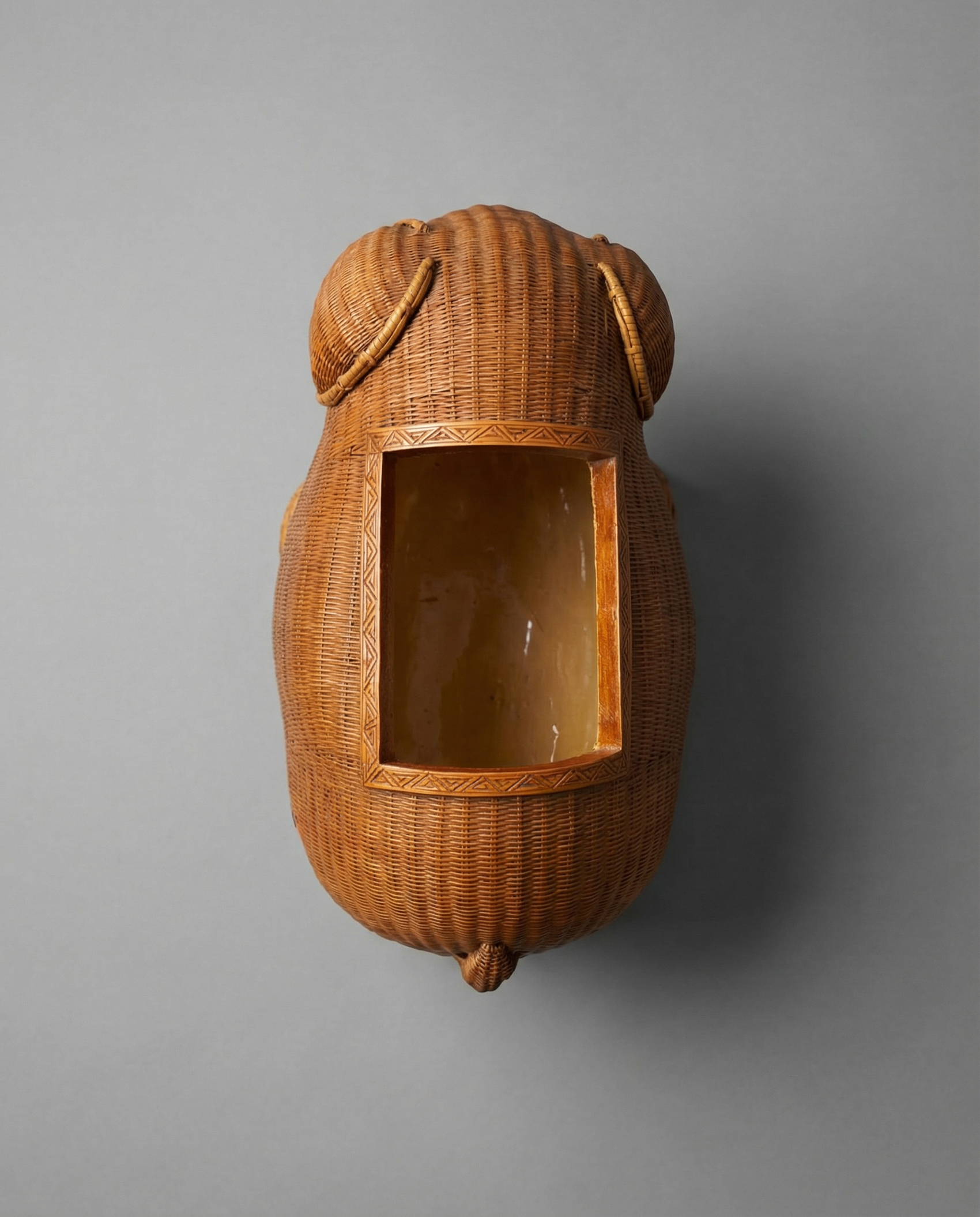 Vintage Woven Rattan Elephant Storage Box