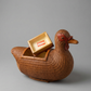 Vintage Woven Wicker Duck Storage Box