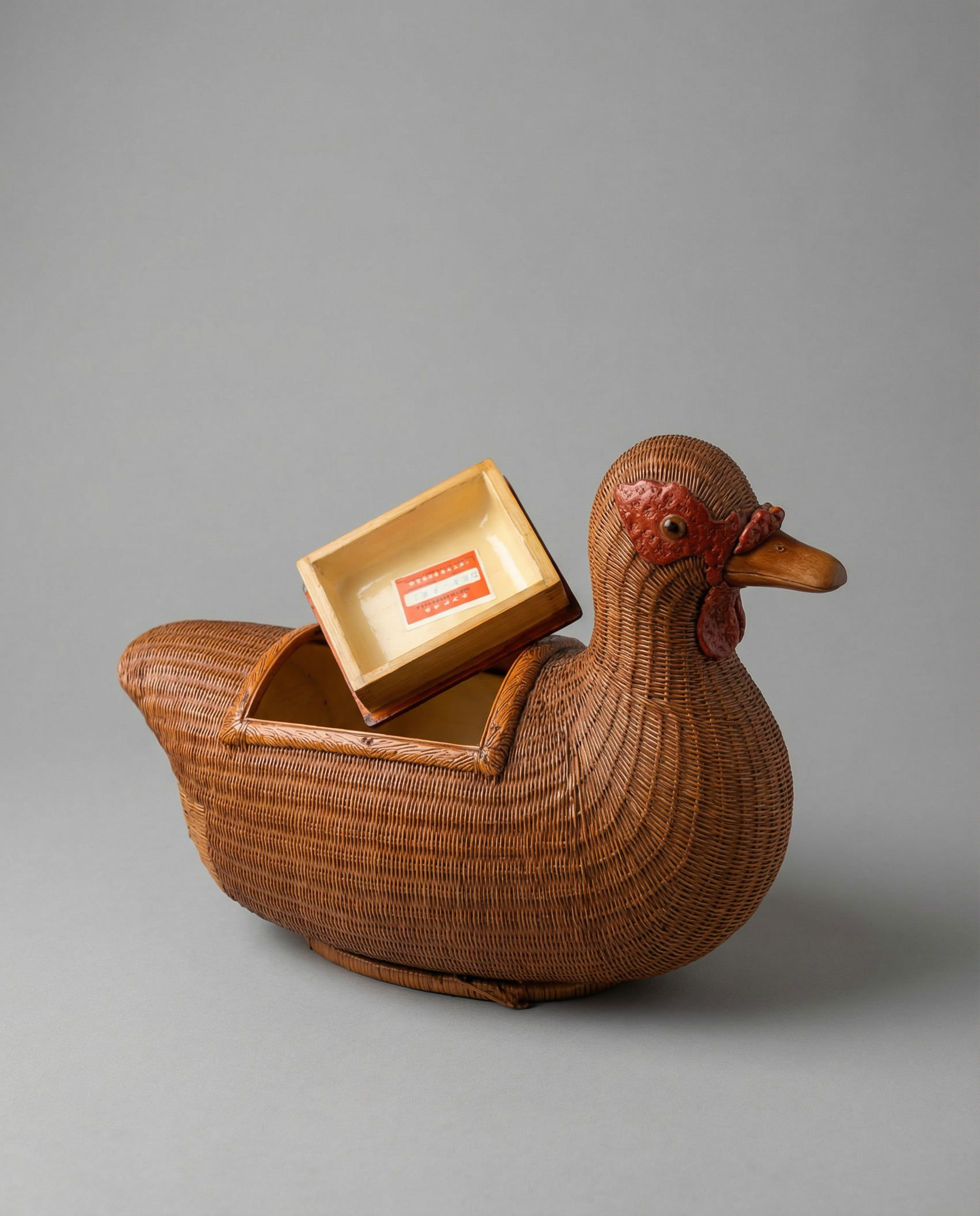 Vintage Woven Wicker Duck Storage Box