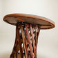 Vintage Genuine Leather Equipale 5-Piece Round Glass Dining Set with 4 Chairs