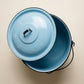 Vintage Light Blue Enamelware Lidded Pot with Bail Handle