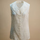 Vintage Ivory Lace & Pintuck Sleeveless Blouse – Peter Pan Collar - S