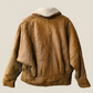 Vintage Brown Shearling Leather Jacket with Cream Wool Lining – Size M