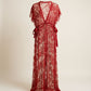 Vintage Red Lace Sheer Robe / Duster with Ribbon Tie