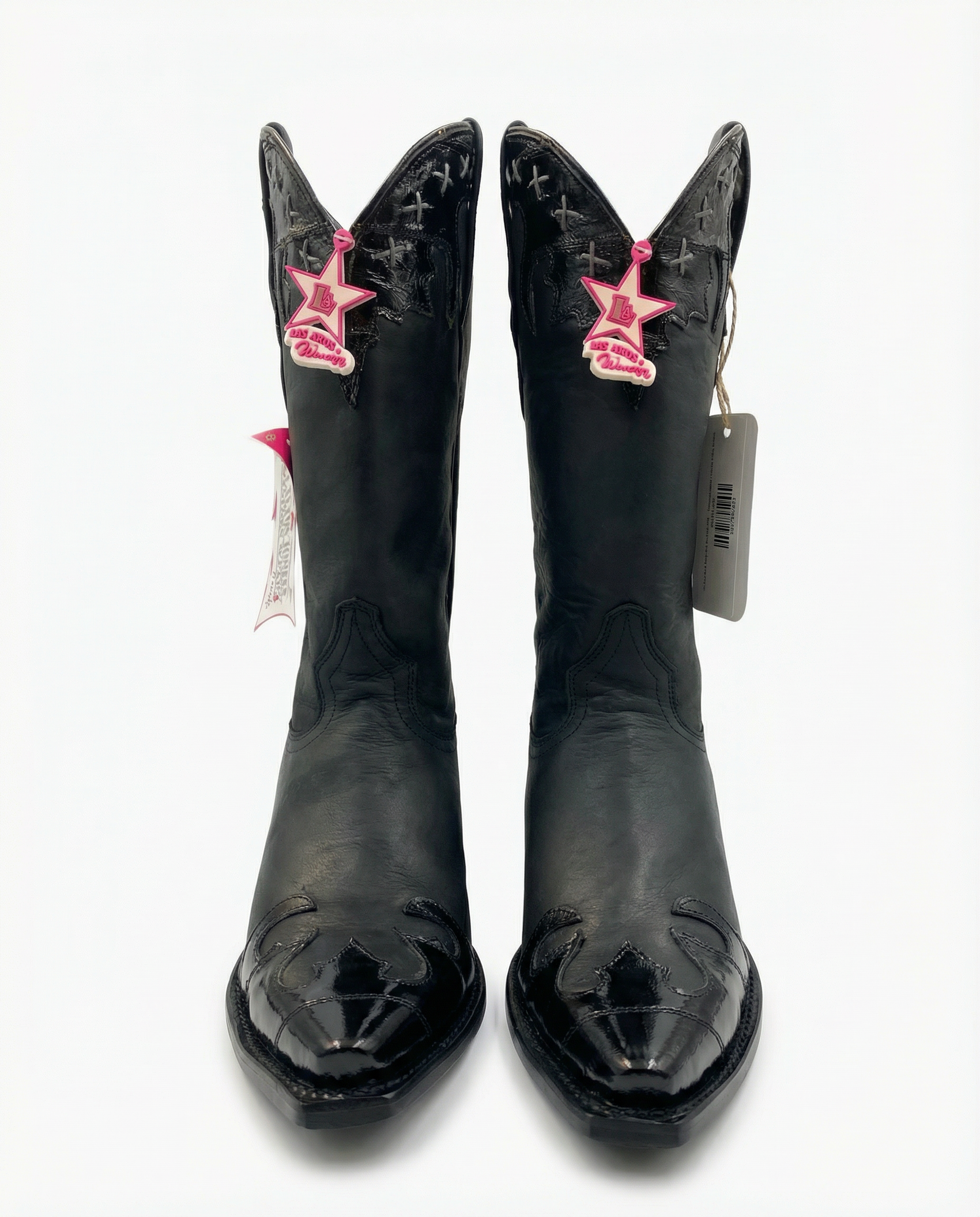 Los Altos Black Leather Western Boots with Eel Trim (Women’s 8)
