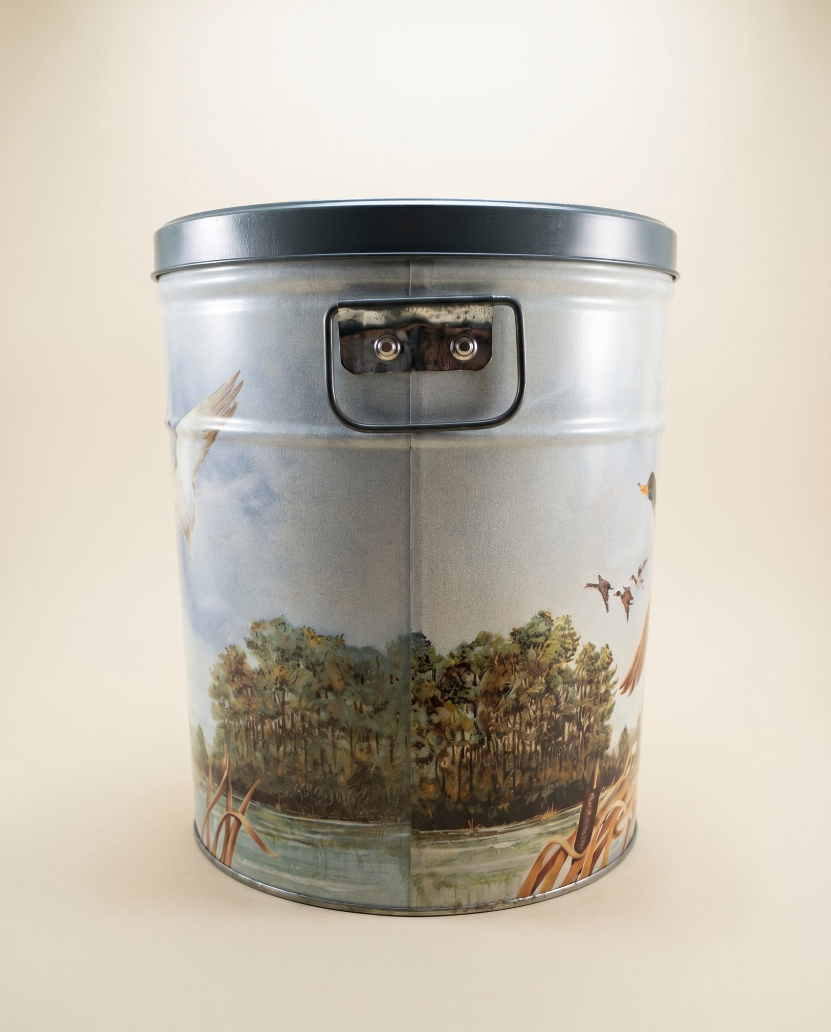 Vintage Mallard Duck Metal Storage Tin with Lid