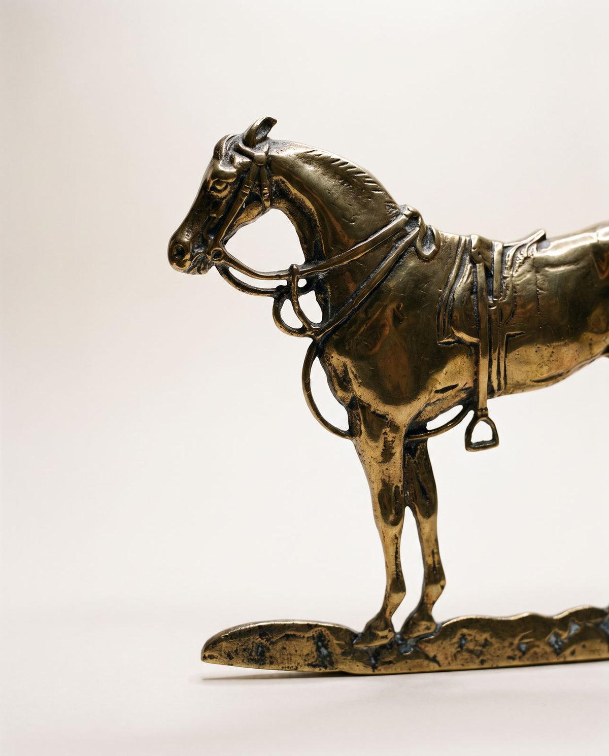 Vintage Solid Brass Equestrian Horse Plaque / Decorative Figure
