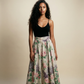 Vintage Floral Button Front Midi Skirt