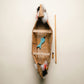 Vintage Handcrafted Birch Bark Canoe with Paddle & Fisherman Figure
