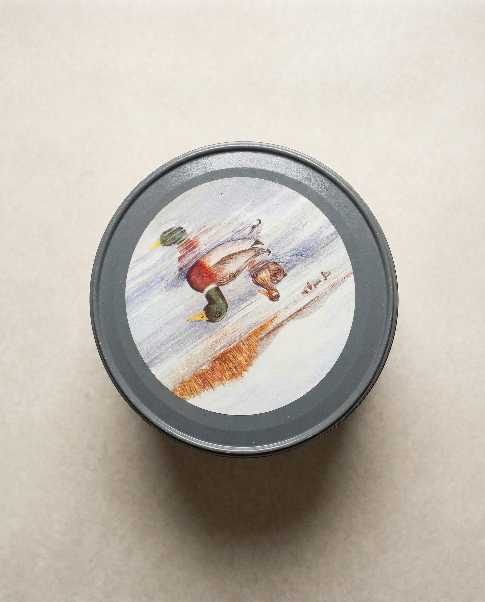 Vintage Mallard Duck Metal Storage Tin with Lid