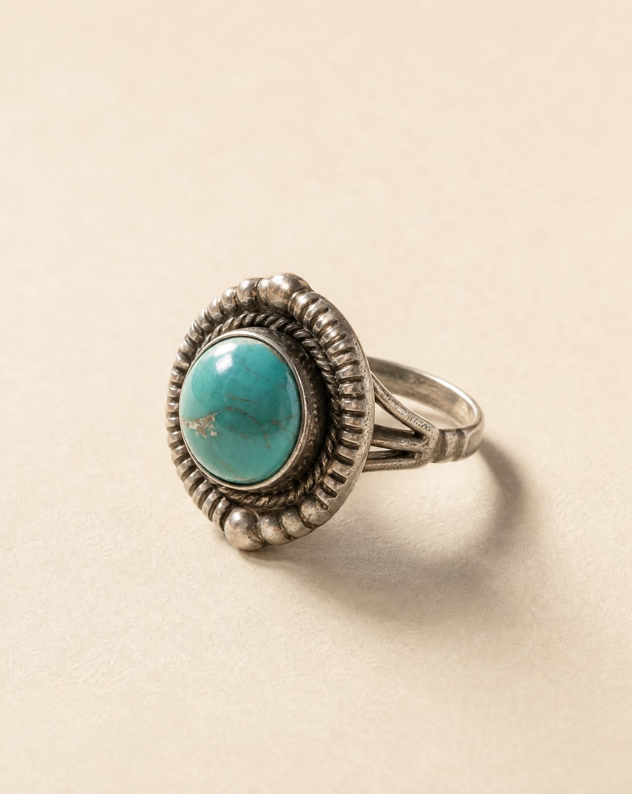 Vintage Sterling Silver Turquoise Statement Ring – Size 4