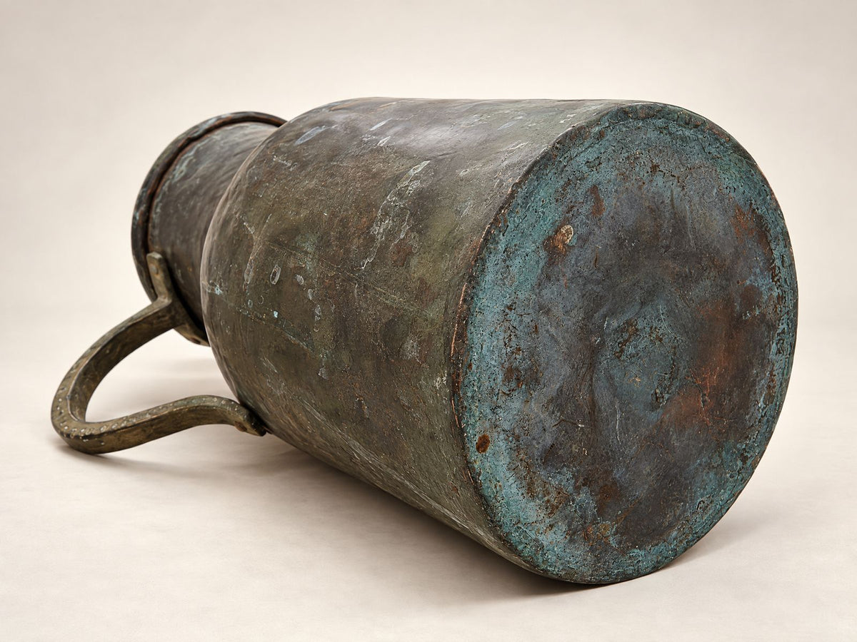 Antique Hand-Hammered Copper Milk Churn with Iron Handle