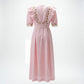 Vintage Pink Gingham Lace Trim Prairie Maxi Dress