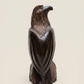 Hand-Carved Wooden Eagle Sculpture on Natural Wood Base