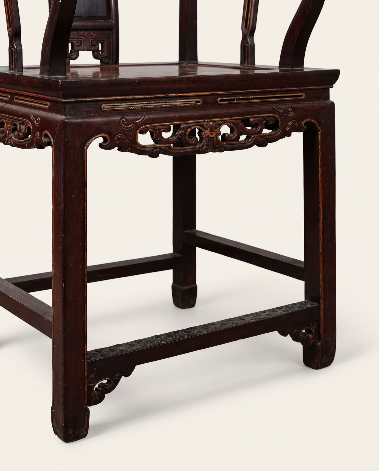 Pair of Chinese Carved Wood Armchairs