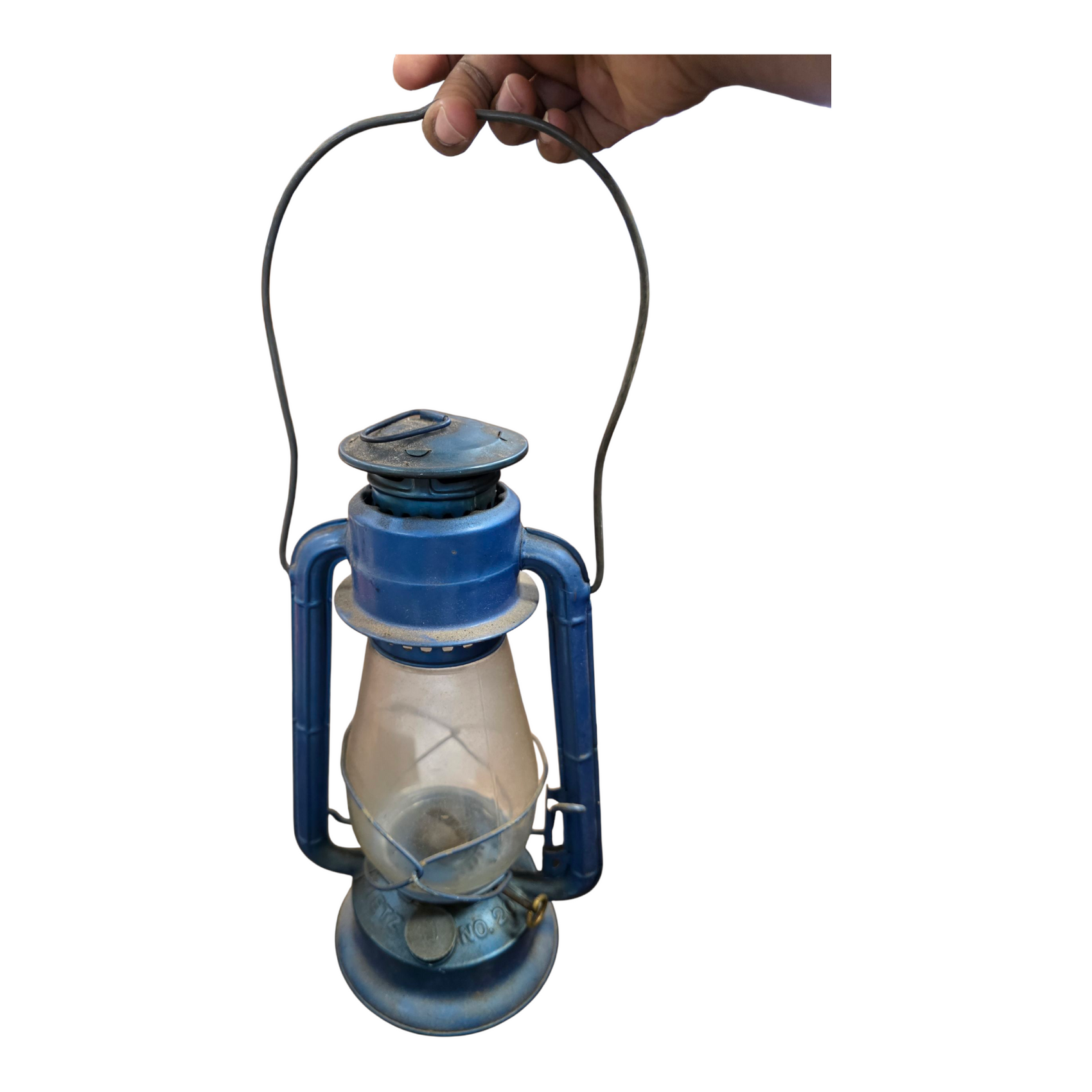Vintage Blue Metal Kerosene Lantern