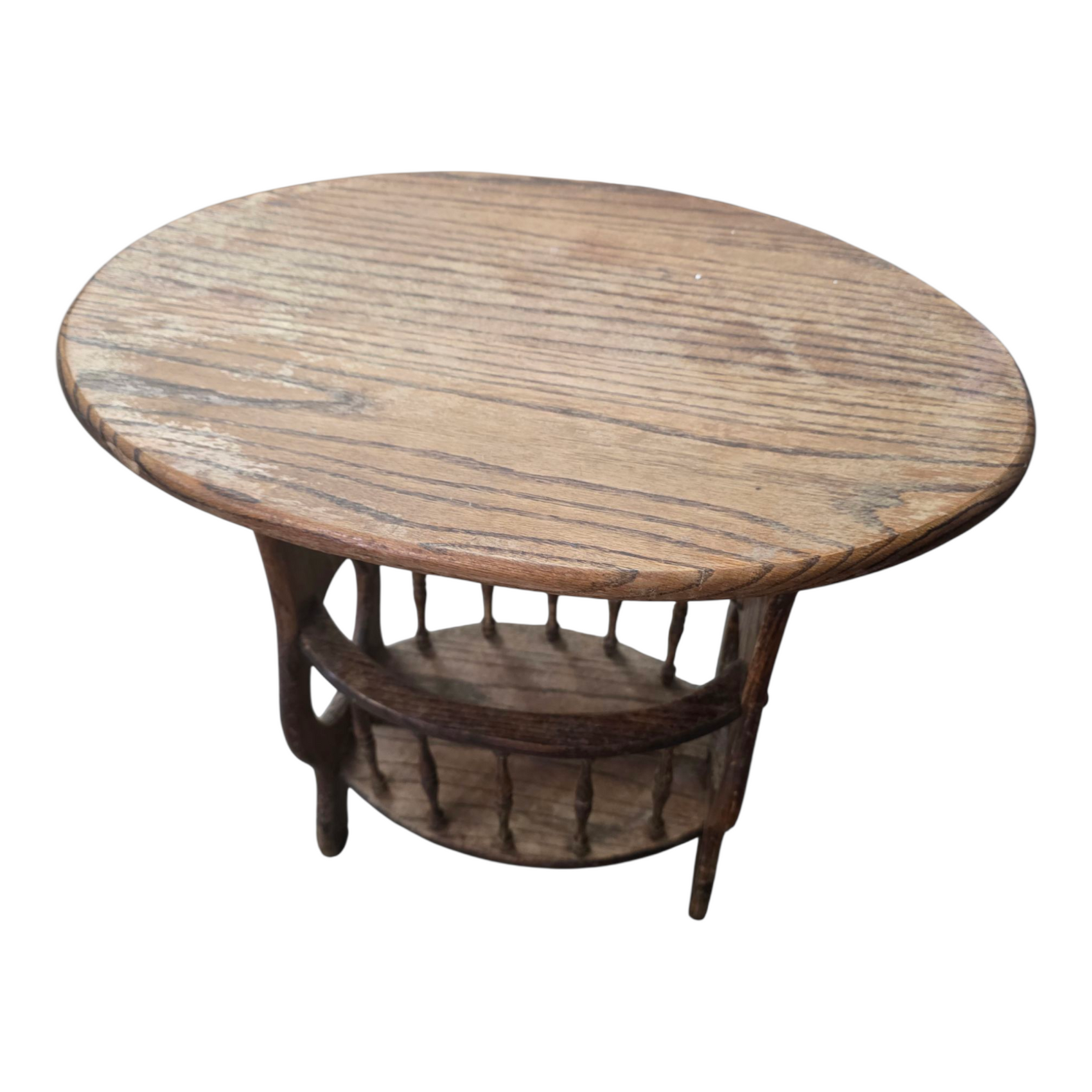 Vintage Oval Magazine Rack End Table / Side Table