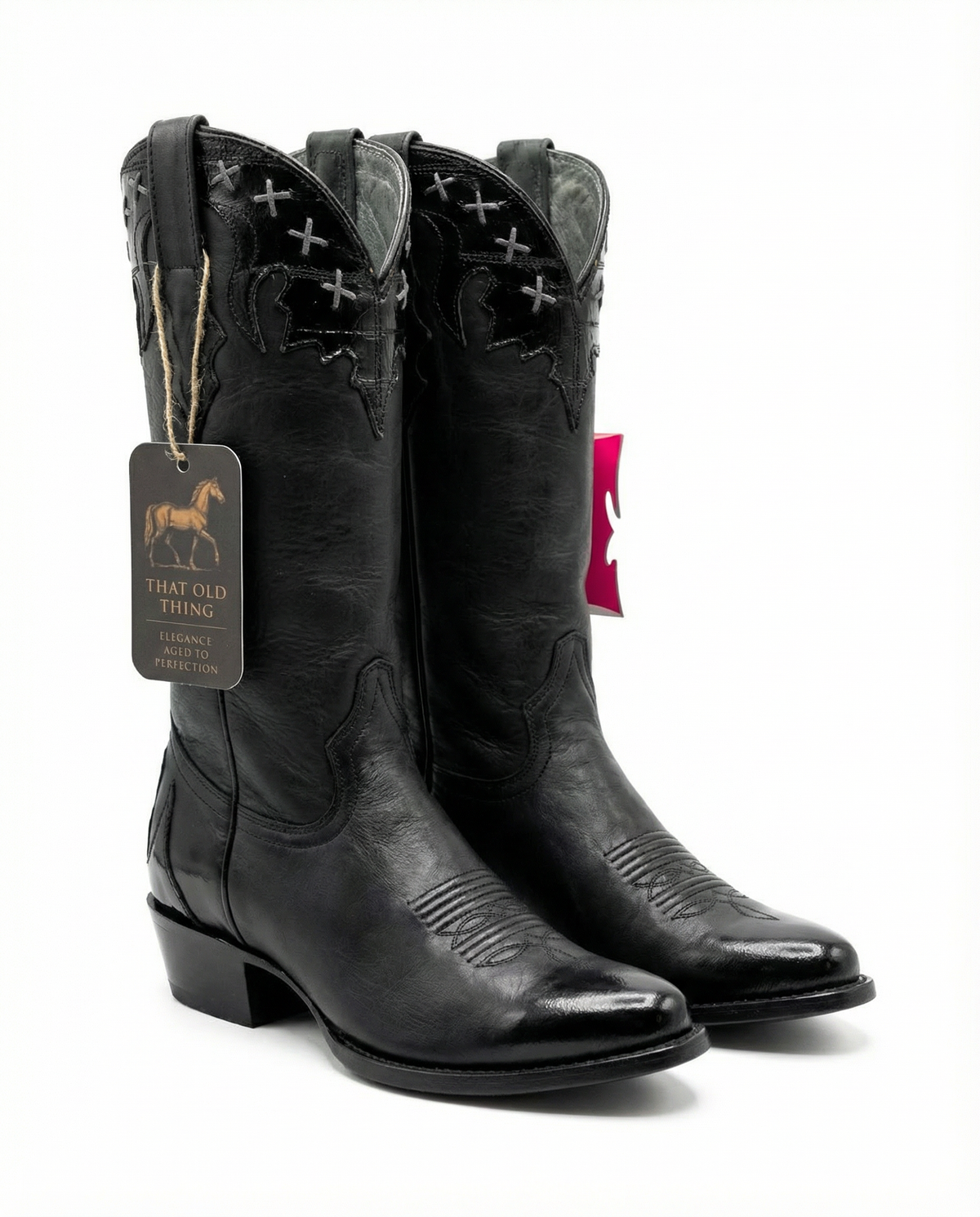 Los Altos Black Leather Western Boots with Eel Trim (Women’s 8) – That ...
