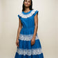 Vintage Cobalt Blue Lace Tiered Midi Dress