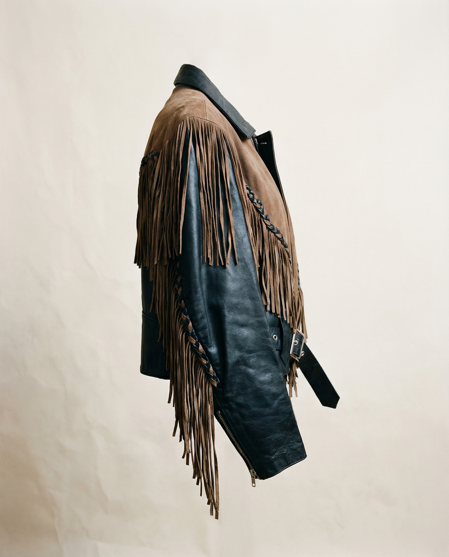 Vintage Fringe Leather Jacket – Size Medium