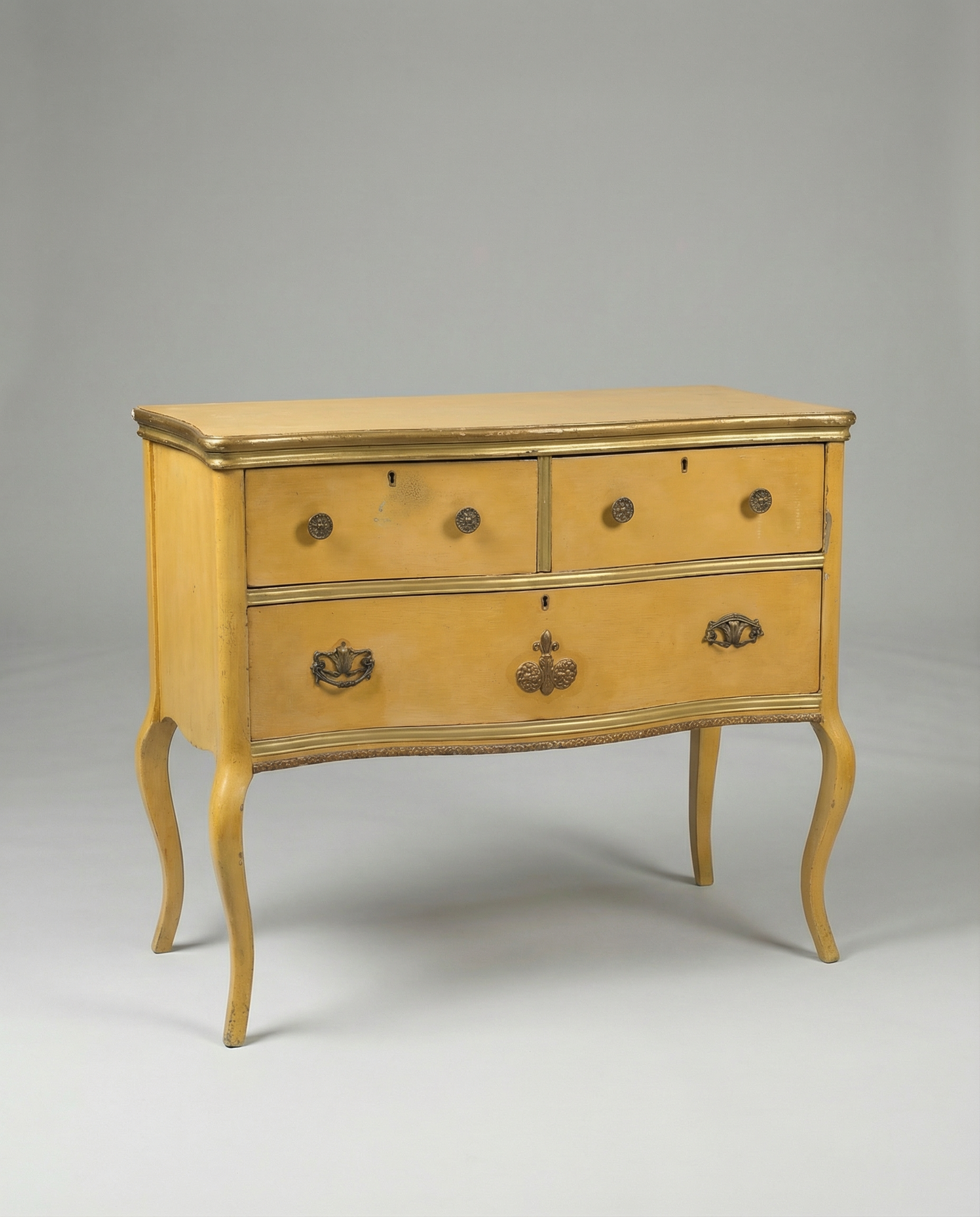 Vintage French Provincial Low Chest with Serpentine Drawers, c. 1940s–1950s