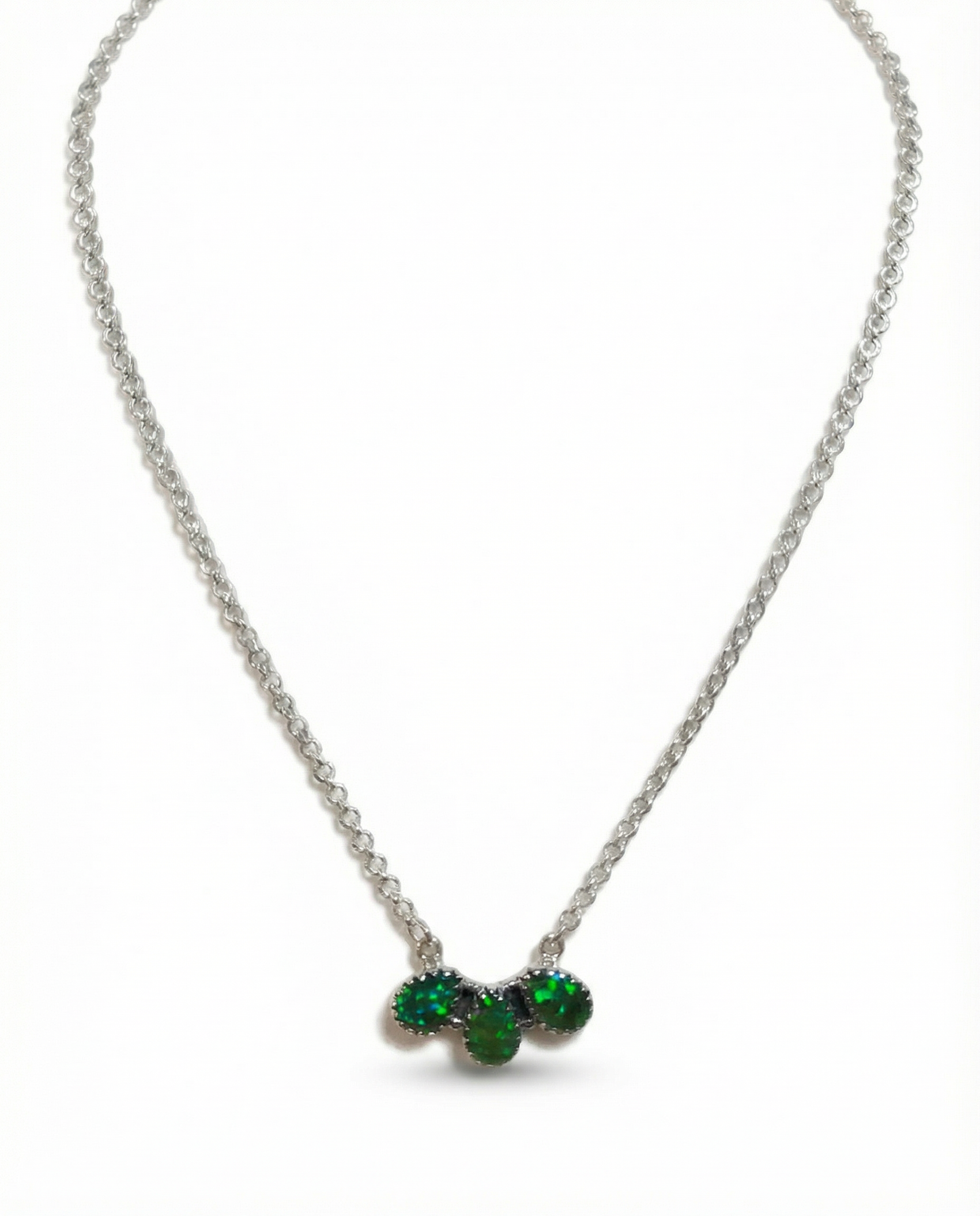 Green Opal Triple-Stone Necklace