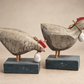 Pair of Rustic Wooden Hen Figures with Hanging Eggs