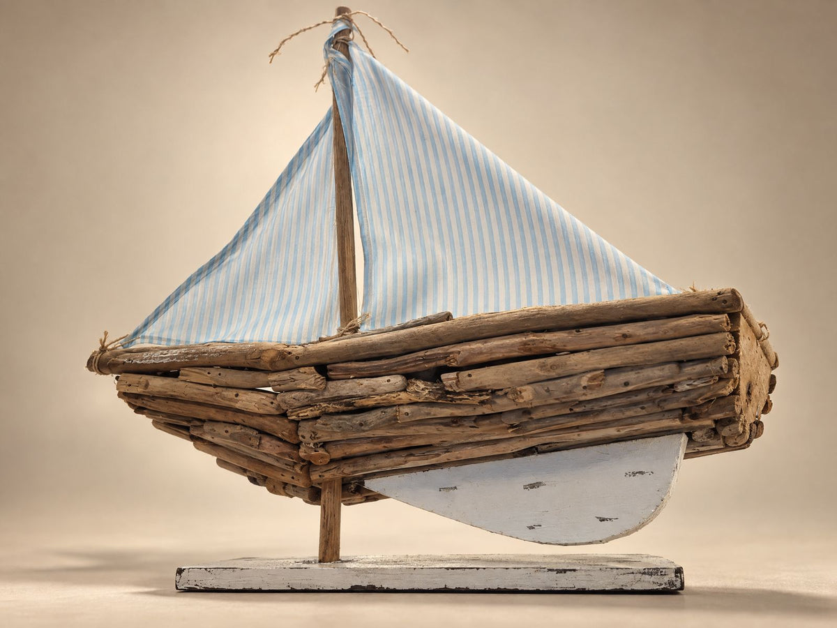 Driftwood Sailboat Decorative Sculpture