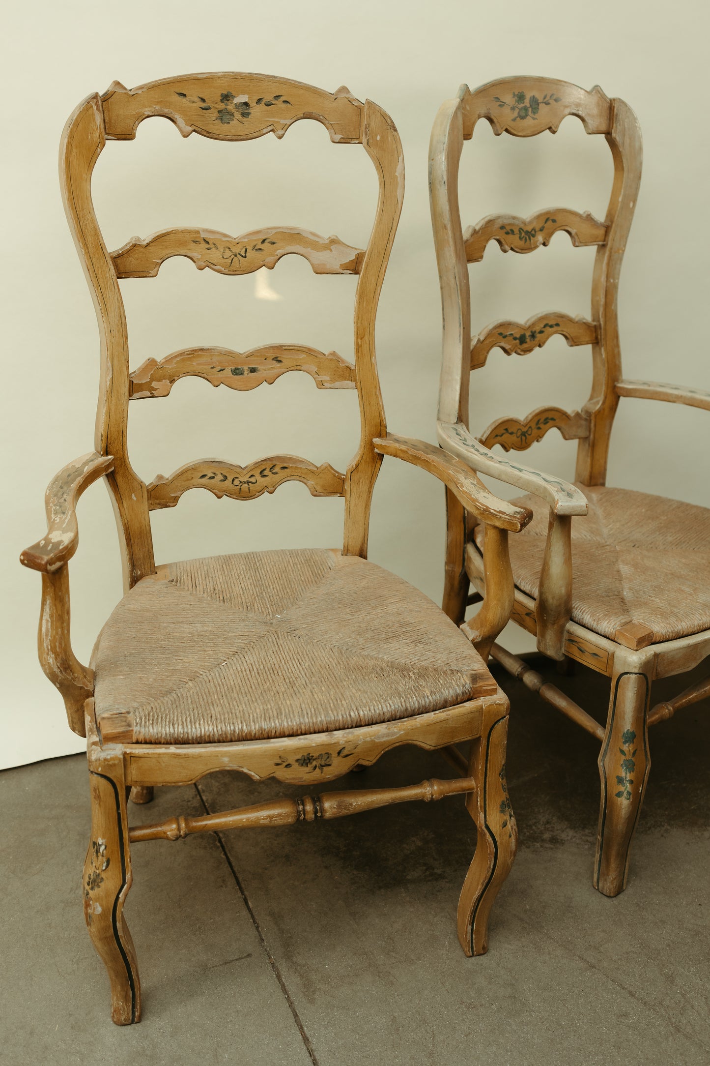 Set of 2 Painted Ladderback Armchairs