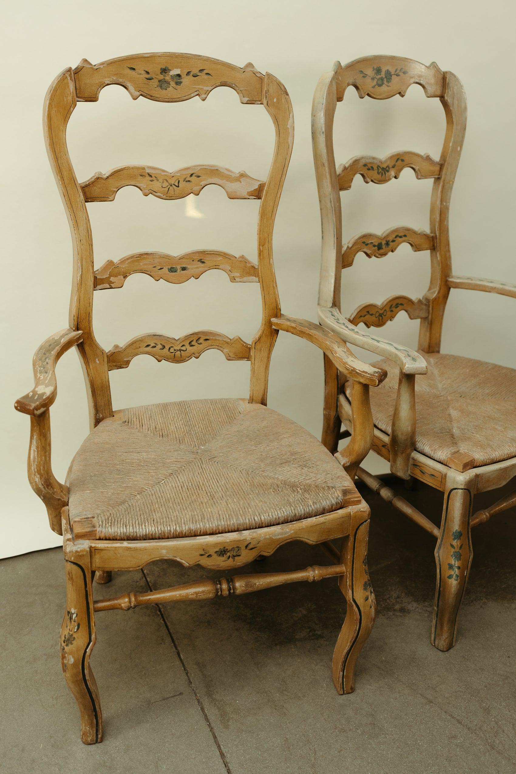 Set of 2 Painted Ladderback Armchairs