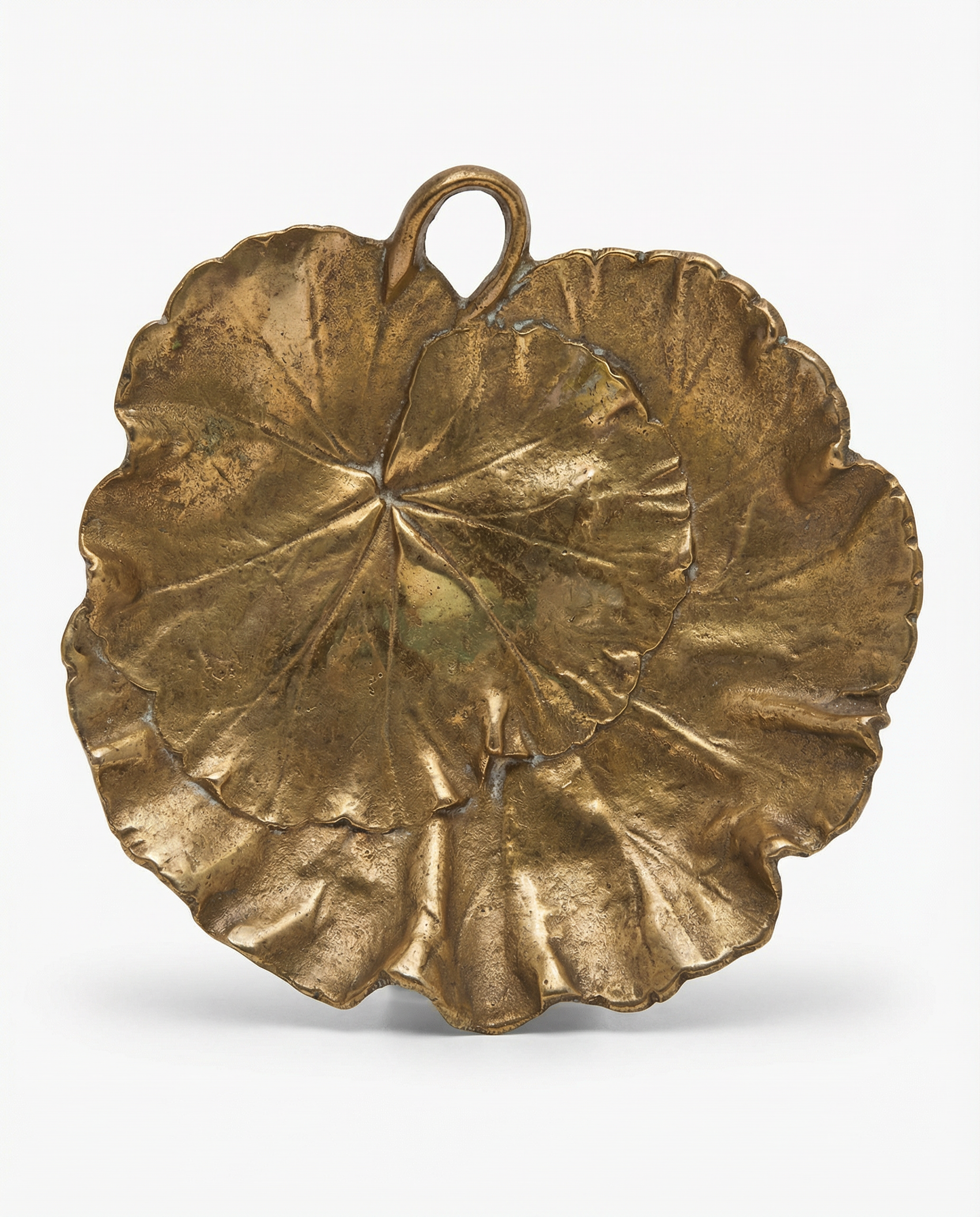 Vintage Brass Leaf Trinket Dish with Handle