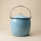 Vintage Light Blue Enamelware Lidded Pot with Bail Handle