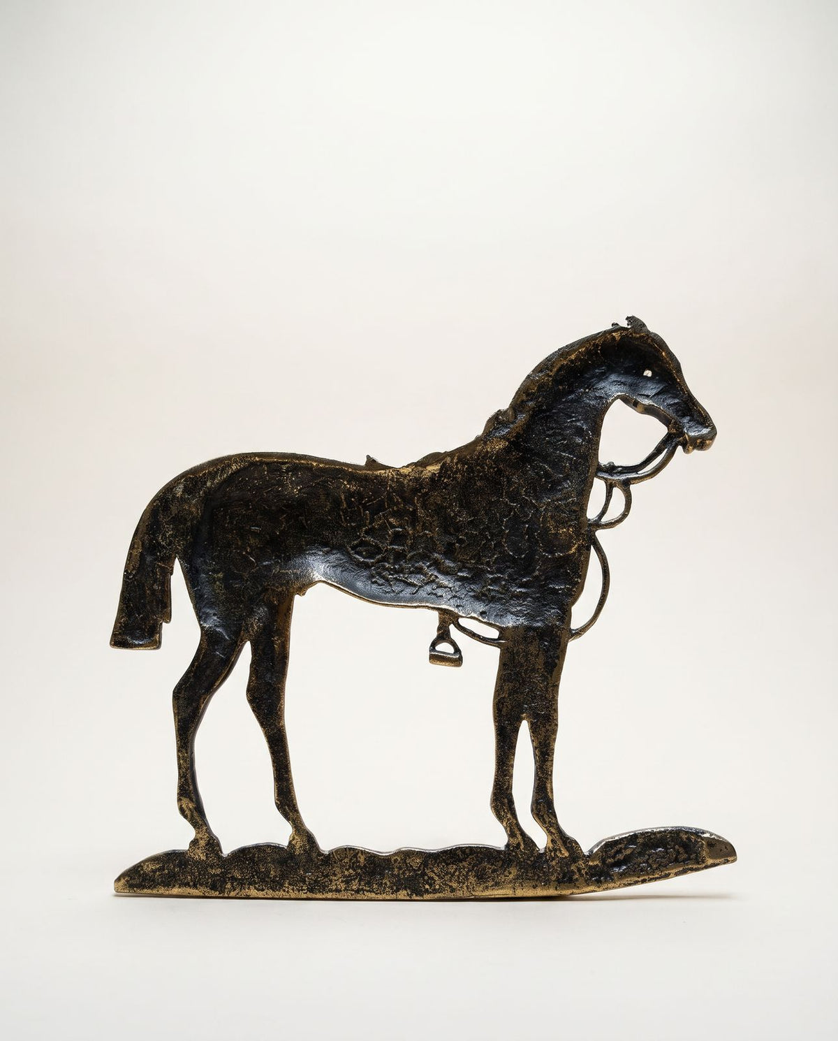 Vintage Solid Brass Equestrian Horse Plaque / Decorative Figure